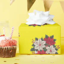 Christmas Poinsettias Gift Wrap Holiday Wrap