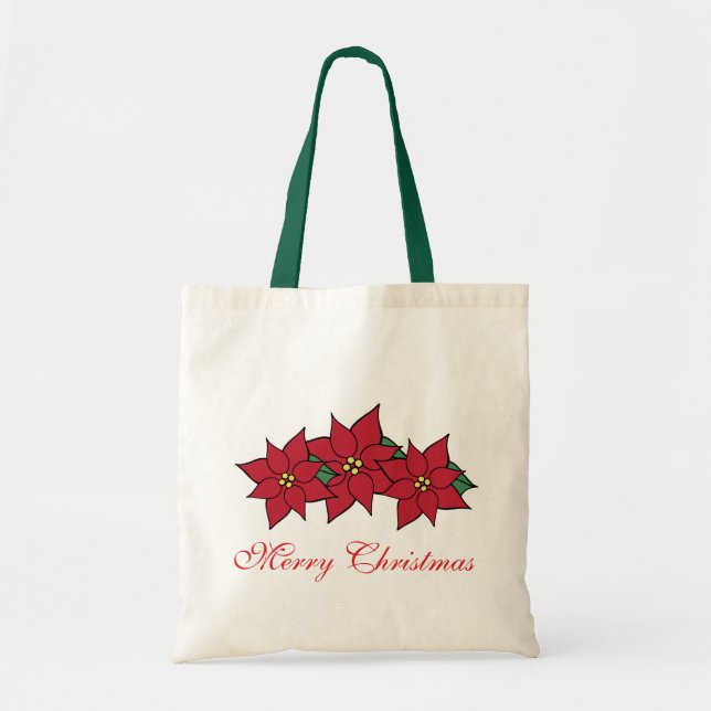 Christmas Poinsettias Holiday Tote Bag (Front)