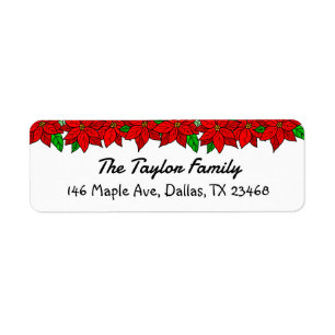 Christmas Poinsettias Personalised Return Address Label