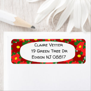 Christmas Poinsettias  Return Address Label