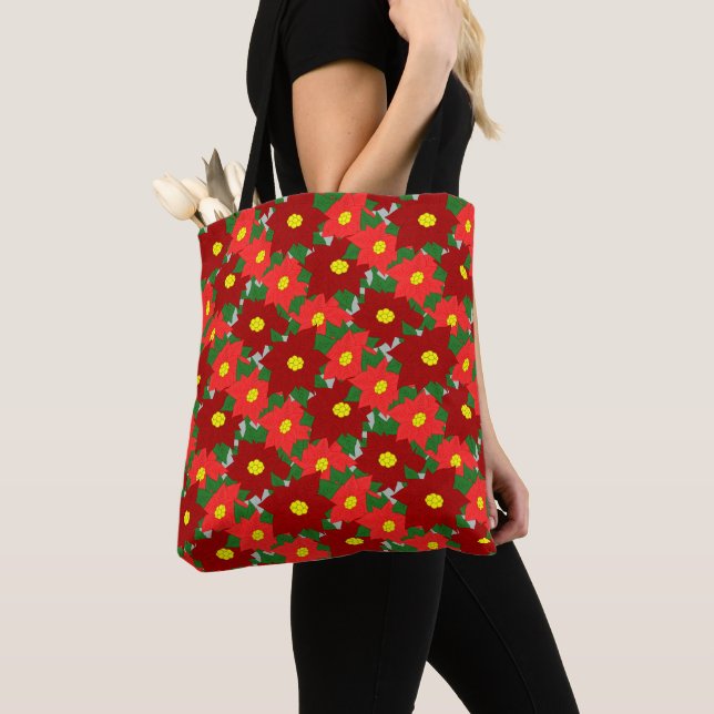 Christmas Poinsettias  Tote Bag (Close Up)