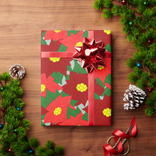 Christmas Poinsettias  Wrapping Paper