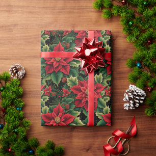 Christmas Poinsettias Wrapping Paper