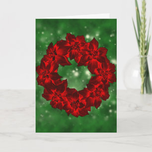 Christmas Poinsettias Wreath Card