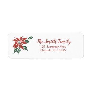 Christmas Pointsettia Flower Return Address Label