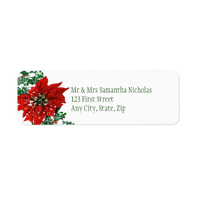 Christmas Pointsettia Winter Address Labels (Front)