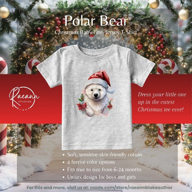 Christmas Polar Bear Baby Fine Jersey T-Shirt (Creator Uploaded)