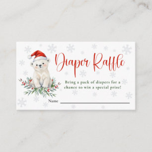 Christmas Polar Bear Baby Shower Diaper Raffle Enclosure Card