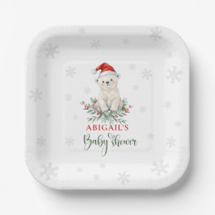Christmas Polar Bear Baby Shower Paper Plate