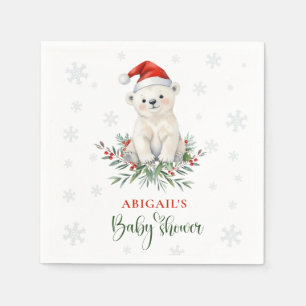 Christmas Polar Bear Baby Shower Welcome Sign Napkin