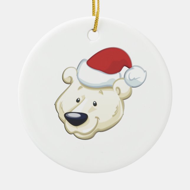 Christmas Polar Bear Ceramic Ornament (Front)