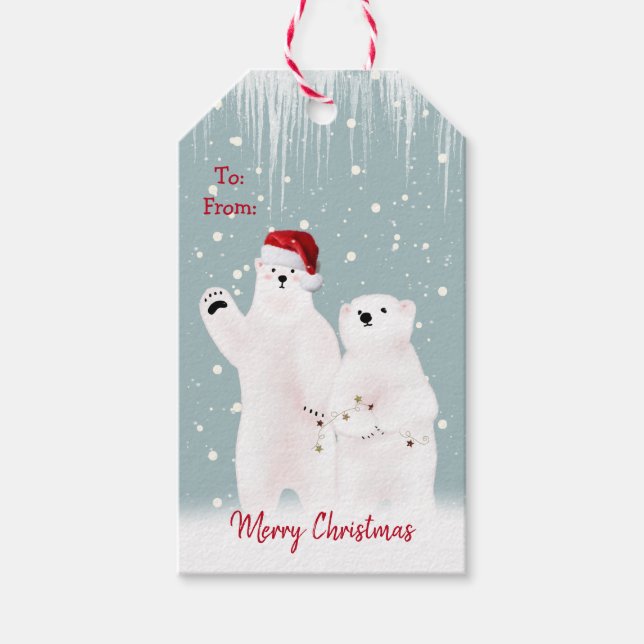 Christmas Polar Bear Couple Gift Tags (Front)