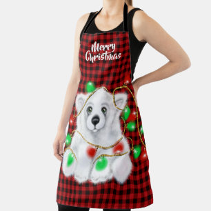 Christmas polar bear cub, Santa bear cub  Apron