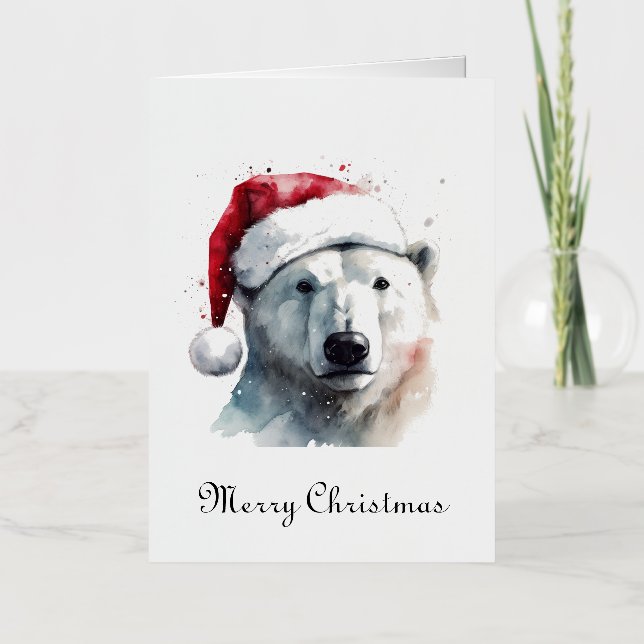 Christmas Polar Bear customisable Foil Holiday Card (Front)