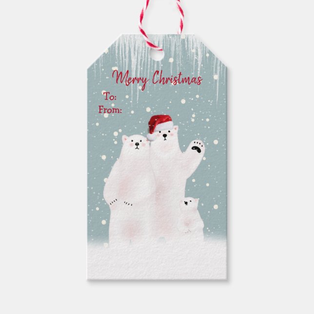 Christmas Polar Bear Family Gift Tags (Front)
