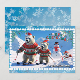 Christmas Polar Bear Family Personalised Holiday Card