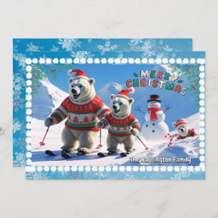 Christmas Polar Bear Family Personalized Holiday Card