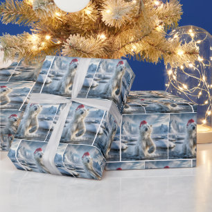 Christmas Polar Bear In Arctic Water Wrapping Paper