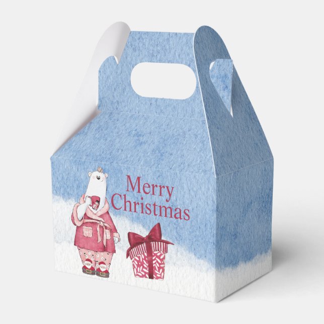 Christmas Polar Bear in Pyjamas Favour Box (Front Side)