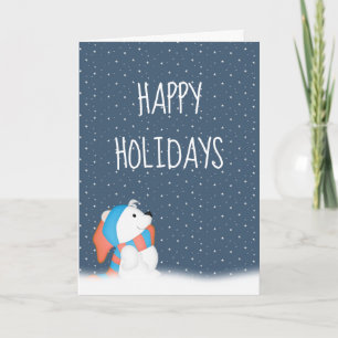 Christmas Polar Bear In Snow Holiday Card