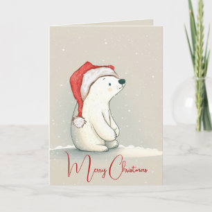Christmas Polar Bear In Snowflakes Card