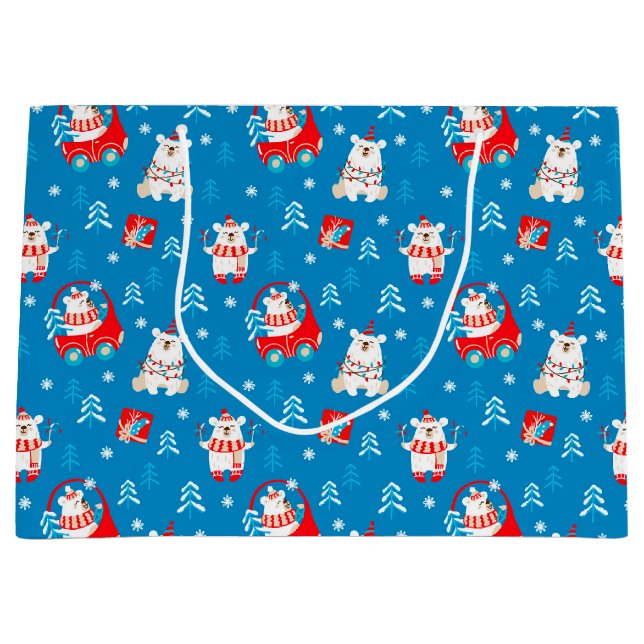 Christmas Polar Bear Large Gift Bag (Front)