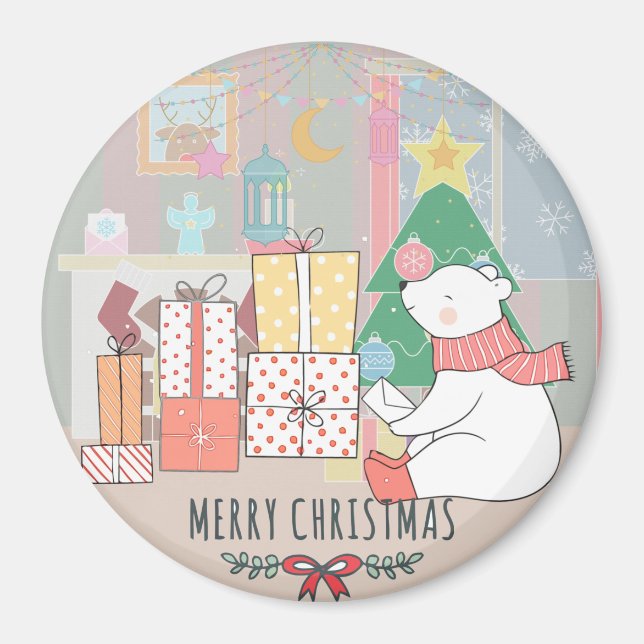 Christmas Polar Bear Magnet (Front)
