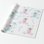 Christmas Polar Bear Pink Blue Gender Reveal Party Wrapping Paper<br><div class="desc">This design was created through digital art. It may be personalised by clicking the customise button and changing the colour, adding a name, initials or your favourite words. Contact me at colorflowcreations@gmail.com if you with to have this design on another product. Purchase my original abstract acrylic painting for sale at...</div>