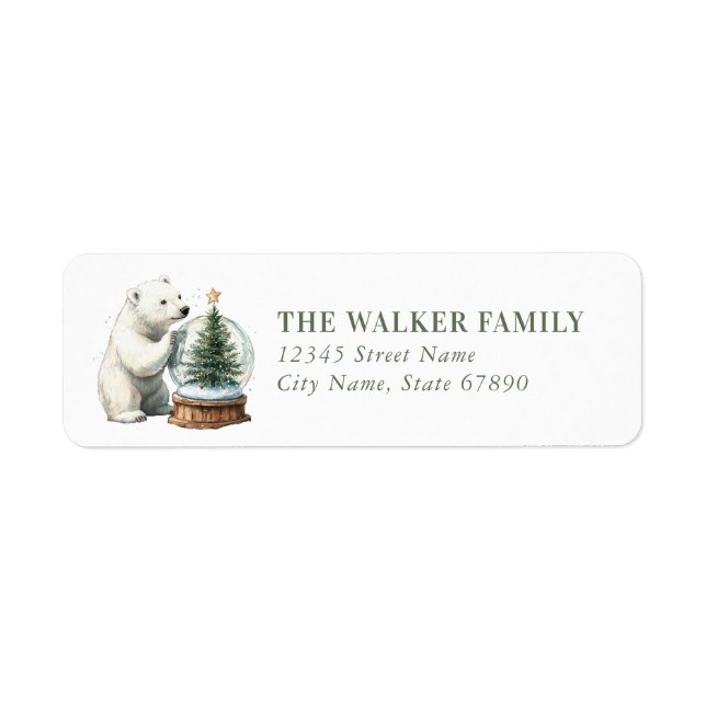 Christmas Polar Bear Return Address Labels (Front)