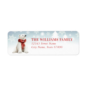 Christmas Polar Bear Return Address Labels