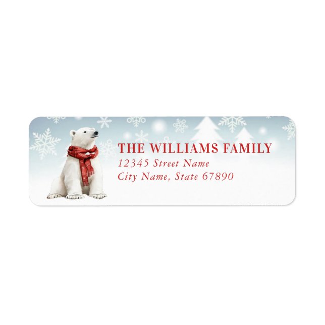 Christmas Polar Bear Return Address Labels (Front)