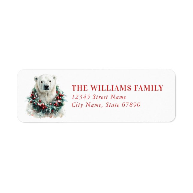 Christmas Polar Bear Return Address Labels (Front)