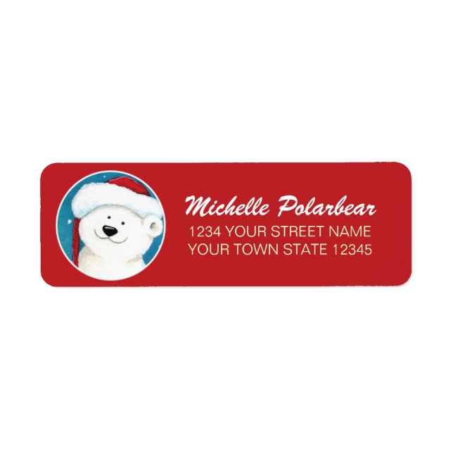 Christmas Polar Bear Return Address Labels (Front)