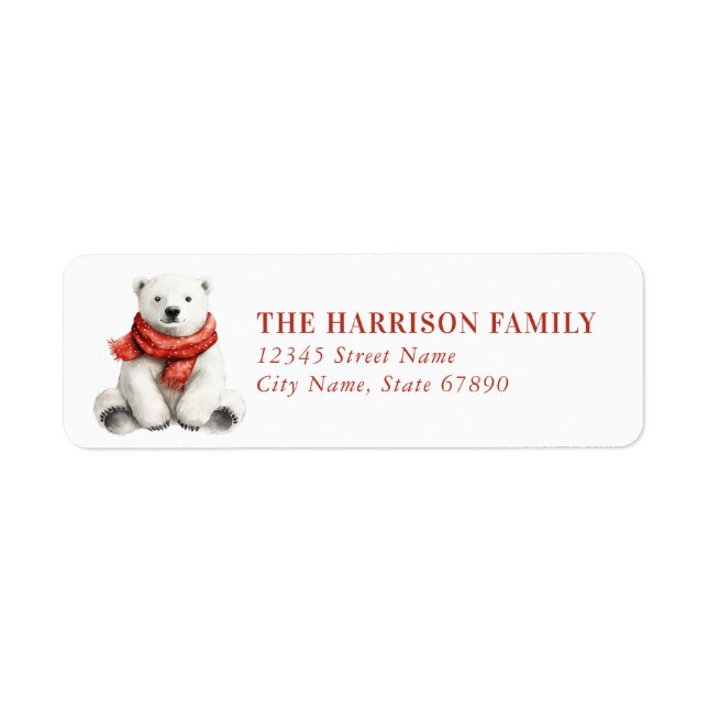 Christmas Polar Bear Return Address Labels (Front)