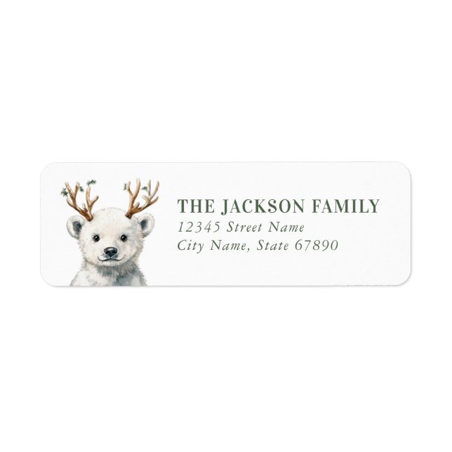 Christmas Polar Bear Return Address Labels (Front)
