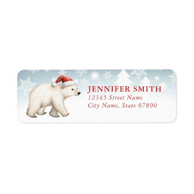 Christmas Polar Bear Return Address Labels (Front)