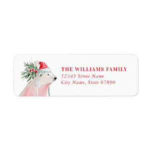 Christmas Polar Bear Return Address Labels