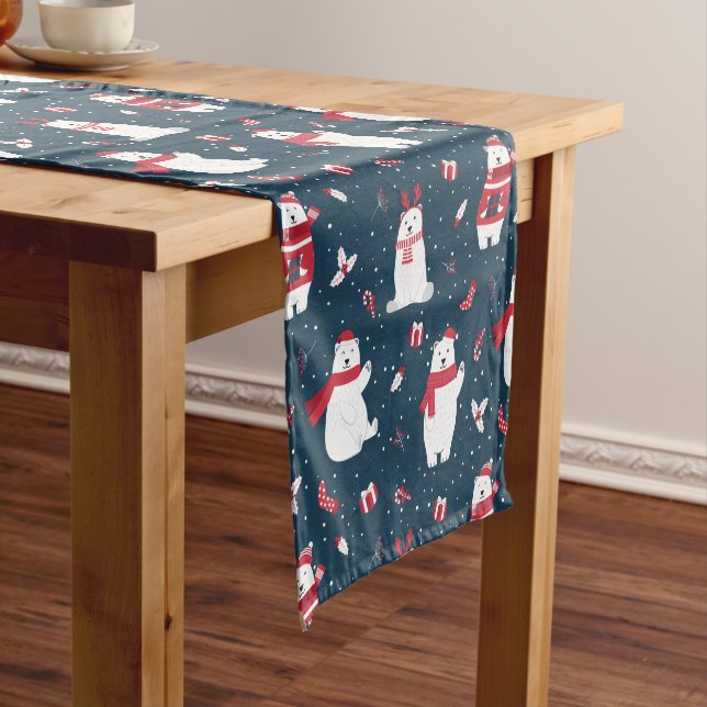Christmas Polar Bear Short Table Runner (In Situ)