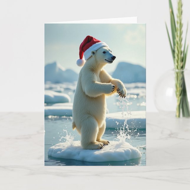 Christmas Polar Bear Splash Card (Front)