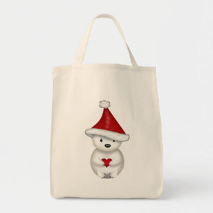 Christmas Polar Bear with Heart Tote Bag