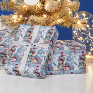 Christmas Polar Bear With Red Shovel Wrapping Paper