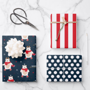 Christmas Polar Bear Wrapping Sheet Set of 3
