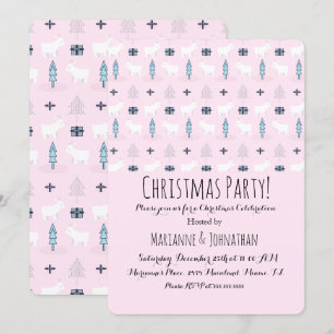 Christmas Polar BearPresents Holiday Trees Pattern Invitation