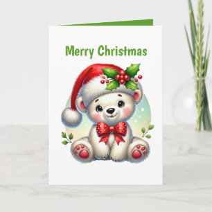 Christmas polar bears add message Merry Christmas Holiday Card