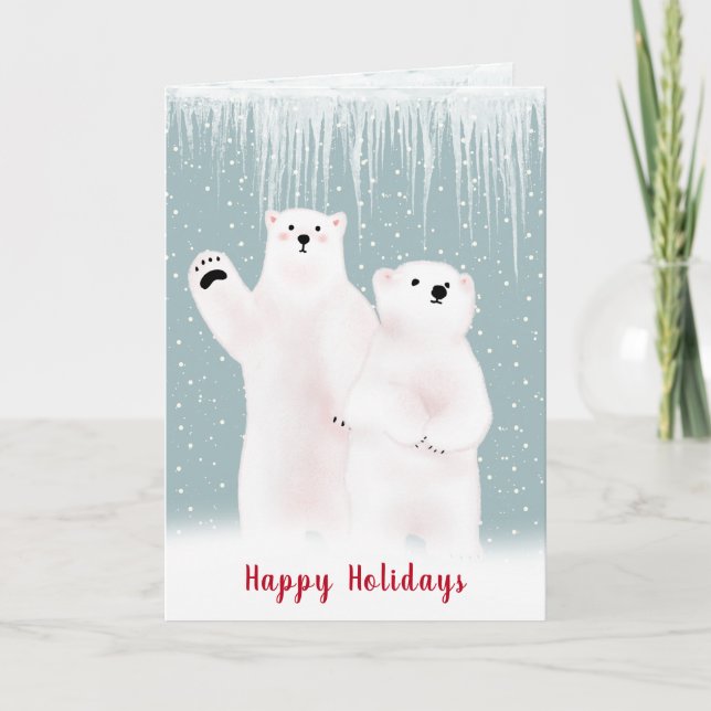 Christmas Polar Bears In Snow Card (Front)