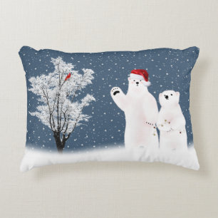 Christmas Polar Bears In Snow Decorative Cushion