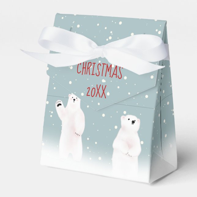 Christmas Polar Bears In Snow Favour Box (Front Side)