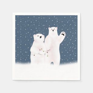Christmas Polar Bears In Snow Napkin