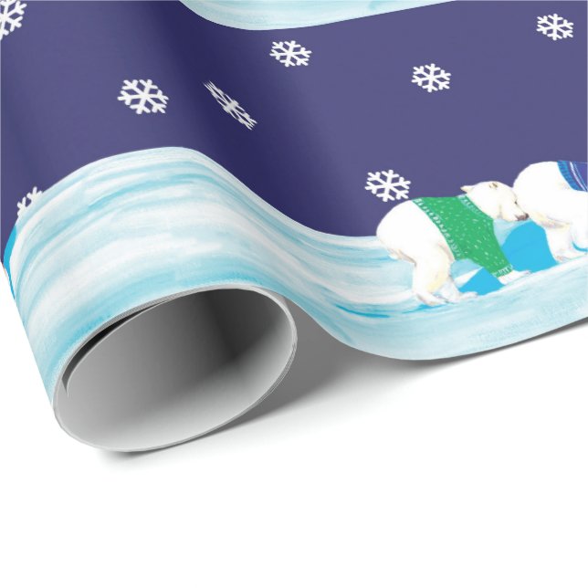 Christmas Polar Bears Wrapping Paper (Roll Corner)