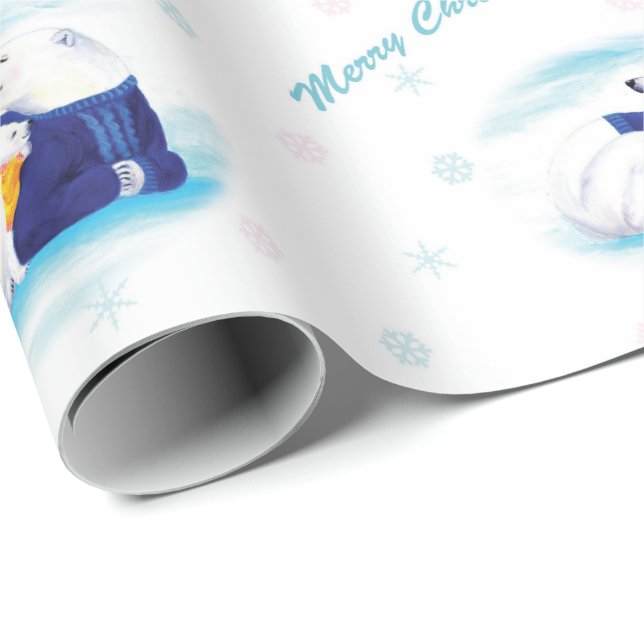Christmas Polar Bears Wrapping Paper (Roll Corner)